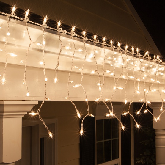 Clear Icicle Lights on White Wire
